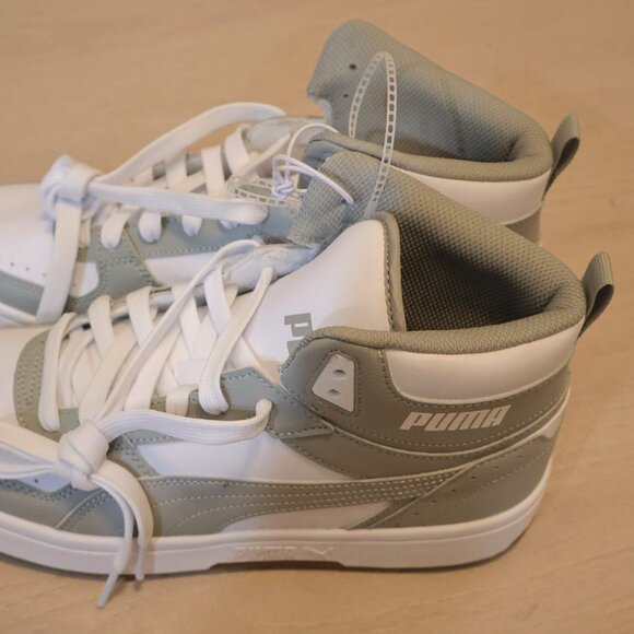 NWT Puma Rebound Joy Mid Sneakers White & Grey High Top Men's 9.5 - Picture 2 of 7
